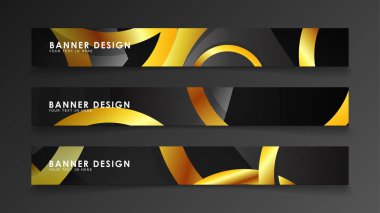 Soyut daire afişi. Süslü vektör illüstrasyon. koyu bir arka plan üzerinde altın daire