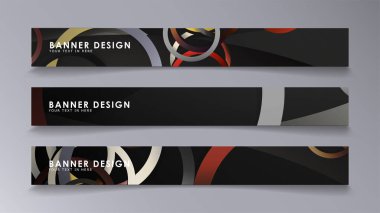 Yığılmış halkaların arka planına karşı dikdörtgen vektör afişleri. taş ve tuğla renkleri kompozisyonu