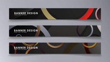 Yığılmış halkaların arka planına karşı dikdörtgen vektör afişleri. taş ve tuğla renkleri kompozisyonu