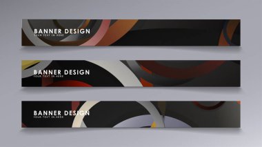 Yığılmış halkaların arka planına karşı dikdörtgen vektör afişleri. taş ve tuğla renkleri kompozisyonu