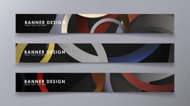 Yığılmış halkaların arka planına karşı dikdörtgen vektör afişleri. taş ve tuğla renkleri kompozisyonu