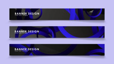 Koyu mavi dairelerin arka planı ile dikdörtgen vektör afişleri ayarlayın