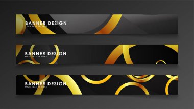 Soyut daire afişi. Süslü vektör illüstrasyon. koyu bir arka plan üzerinde altın daire