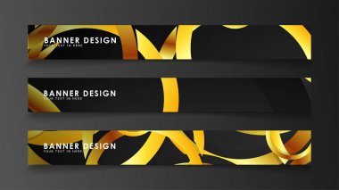 Soyut daire afişi. Süslü vektör illüstrasyon. koyu bir arka plan üzerinde altın daire