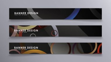 Yığılmış halkaların arka planına karşı dikdörtgen vektör afişleri. taş ve tuğla renkleri kompozisyonu