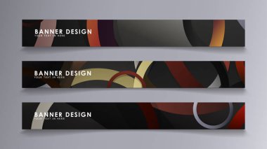 Yığılmış halkaların arka planına karşı dikdörtgen vektör afişleri. taş ve tuğla renkleri kompozisyonu