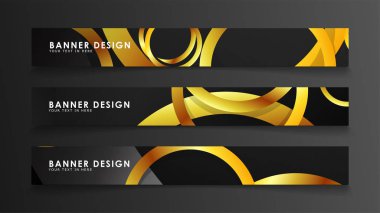 Soyut daire afişi. Süslü vektör illüstrasyon. koyu bir arka plan üzerinde altın daire