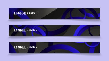 Koyu mavi dairelerin arka planı ile dikdörtgen vektör afişleri ayarlayın