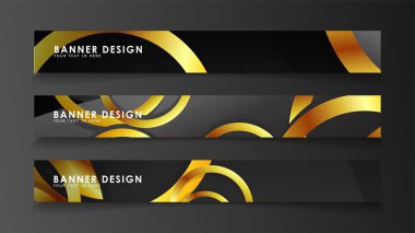 Soyut daire afişi. Süslü vektör illüstrasyon. koyu bir arka plan üzerinde altın daire