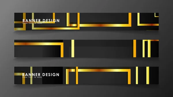 Définir une bannière avec un fond rectangulaire en or et noir. illustration vectorielle — Image vectorielle