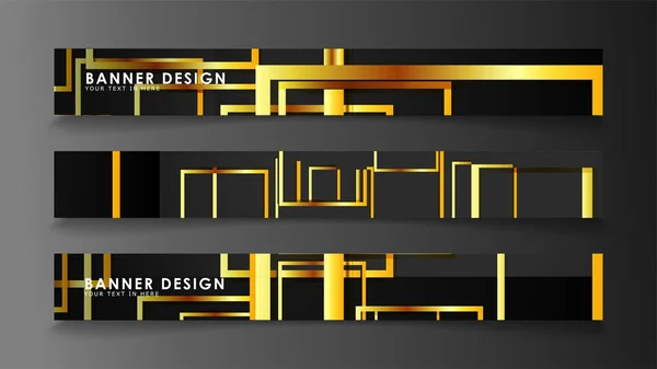 Set a banner with a rectangular background in gold and dark . vector illustration — Stock Vector
