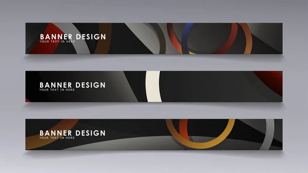 Bandiere vettoriali rettangolari sullo sfondo di anelli impilati. composizione di colori pietra e mattoni — Vettoriale Stock