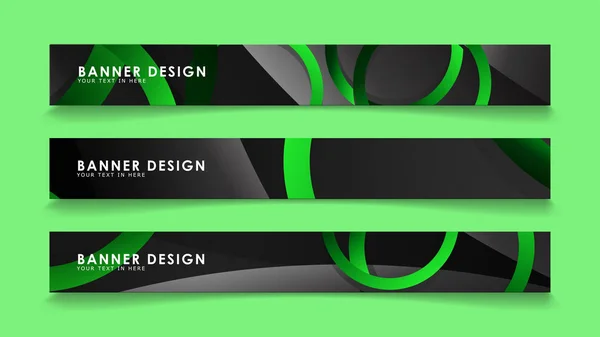 Establecer banners vectoriales rectangulares con fondo de círculos de color verde oscuro — Archivo Imágenes Vectoriales