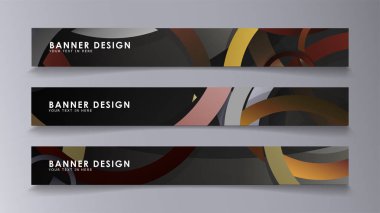 Yığılmış halkaların arka planına karşı dikdörtgen vektör afişleri. taş ve tuğla renkleri kompozisyonu