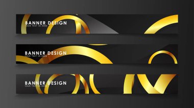 Soyut daire afişi. Süslü vektör illüstrasyon. koyu bir arka plan üzerinde altın daire