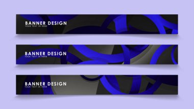 Koyu mavi dairelerin arka planı ile dikdörtgen vektör afişleri ayarlayın