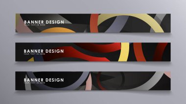 Yığılmış halkaların arka planına karşı dikdörtgen vektör afişleri. taş ve tuğla renkleri kompozisyonu