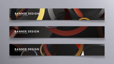 Yığılmış halkaların arka planına karşı dikdörtgen vektör afişleri. taş ve tuğla renkleri kompozisyonu