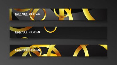 Soyut daire afişi. Süslü vektör illüstrasyon. koyu bir arka plan üzerinde altın daire