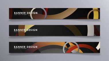 Yığılmış halkaların arka planına karşı dikdörtgen vektör afişleri. taş ve tuğla renkleri kompozisyonu