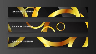 Soyut daire afişi. Süslü vektör illüstrasyon. koyu bir arka plan üzerinde altın daire