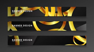 Soyut daire afişi. Süslü vektör illüstrasyon. koyu bir arka plan üzerinde altın daire