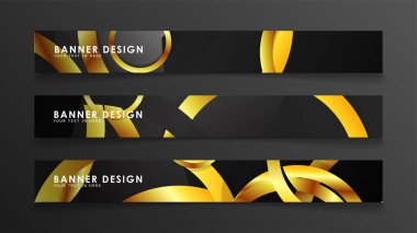 Soyut daire afişi. Süslü vektör illüstrasyon. koyu bir arka plan üzerinde altın daire