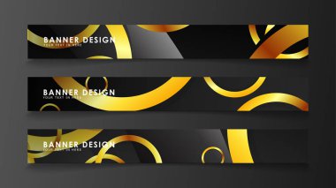 Soyut daire afişi. Süslü vektör illüstrasyon. koyu bir arka plan üzerinde altın daire