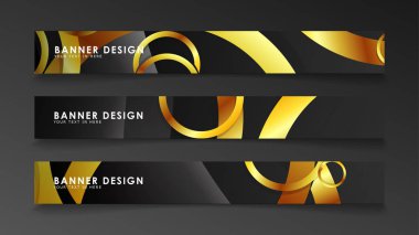 Soyut daire afişi. Süslü vektör illüstrasyon. koyu bir arka plan üzerinde altın daire