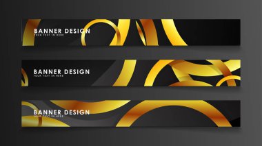 Soyut daire afişi. Süslü vektör illüstrasyon. koyu bir arka plan üzerinde altın daire