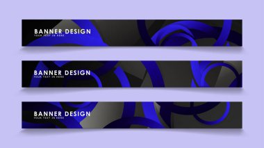 Koyu mavi dairelerin arka planı ile dikdörtgen vektör afişleri ayarlayın