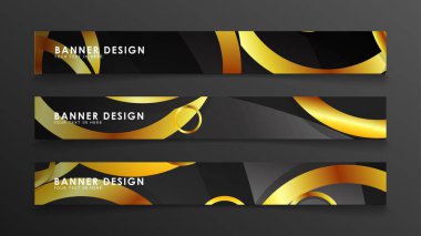 Soyut daire afişi. Süslü vektör illüstrasyon. koyu bir arka plan üzerinde altın daire