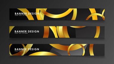 Soyut daire afişi. Süslü vektör illüstrasyon. koyu bir arka plan üzerinde altın daire