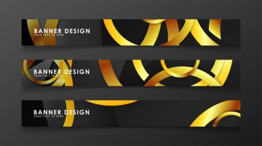 Soyut daire afişi. Süslü vektör illüstrasyon. koyu bir arka plan üzerinde altın daire