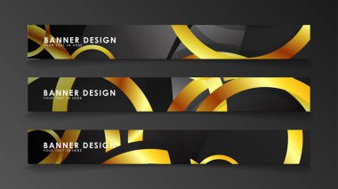 Soyut daire afişi. Süslü vektör illüstrasyon. koyu bir arka plan üzerinde altın daire