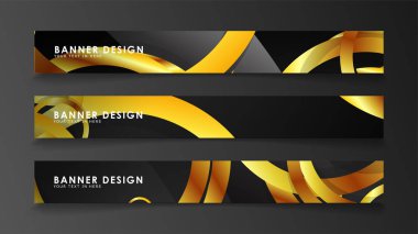 Soyut daire afişi. Süslü vektör illüstrasyon. koyu bir arka plan üzerinde altın daire