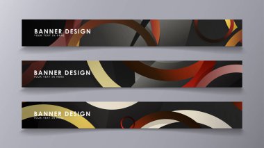 Yığılmış halkaların arka planına karşı dikdörtgen vektör afişleri. taş ve tuğla renkleri kompozisyonu