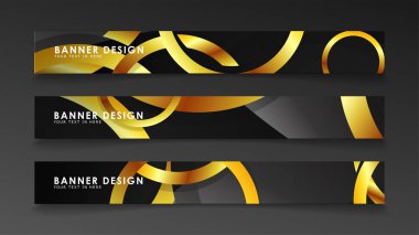 Soyut daire afişi. Süslü vektör illüstrasyon. koyu bir arka plan üzerinde altın daire