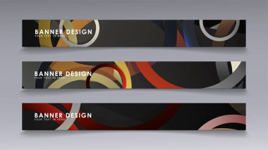 Yığılmış halkaların arka planına karşı dikdörtgen vektör afişleri. taş ve tuğla renkleri kompozisyonu