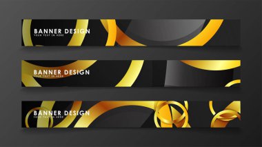 Soyut daire afişi. Süslü vektör illüstrasyon. koyu bir arka plan üzerinde altın daire