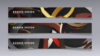 Yığılmış halkaların arka planına karşı dikdörtgen vektör afişleri. taş ve tuğla renkleri kompozisyonu