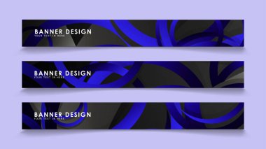 Koyu mavi dairelerin arka planı ile dikdörtgen vektör afişleri ayarlayın