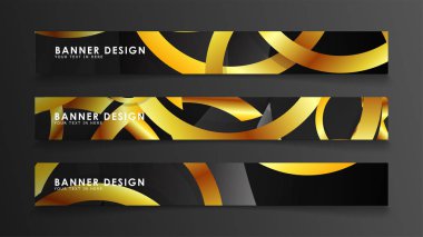 Soyut daire afişi. Süslü vektör illüstrasyon. koyu bir arka plan üzerinde altın daire