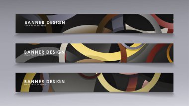 Yığılmış halkaların arka planına karşı dikdörtgen vektör afişleri. taş ve tuğla renkleri kompozisyonu