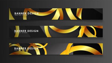 Soyut daire afişi. Süslü vektör illüstrasyon. koyu bir arka plan üzerinde altın daire