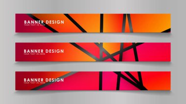 Renk degradelerinde geometrik arka planlara sahip soyut vektör afişleri