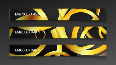 Soyut daire afişi. Süslü vektör illüstrasyon. koyu bir arka plan üzerinde altın daire