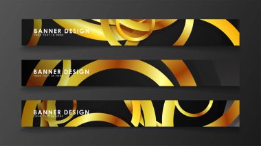 Soyut daire afişi. Süslü vektör illüstrasyon. koyu bir arka plan üzerinde altın daire