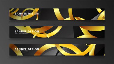 Soyut daire afişi. Süslü vektör illüstrasyon. koyu bir arka plan üzerinde altın daire