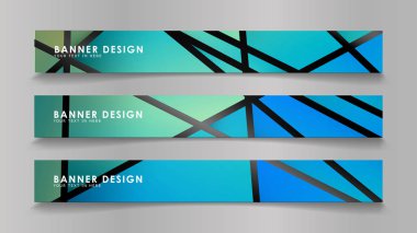 Renk degradelerinde geometrik arka planlara sahip soyut vektör afişleri